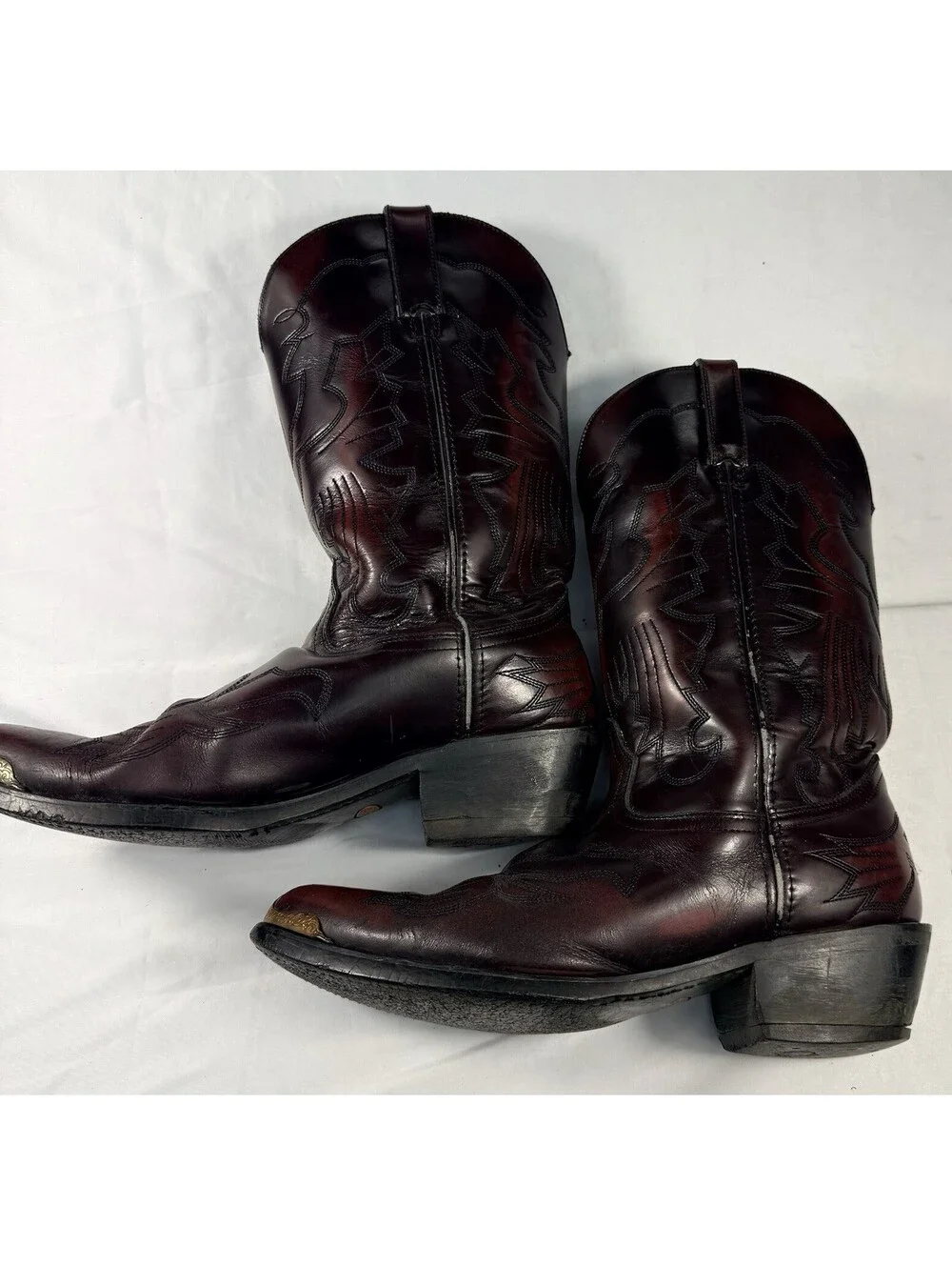 Durango Mens Western Cowboy Boots Black Cherry Leather 9.5 D Metal Toe Tip TR755